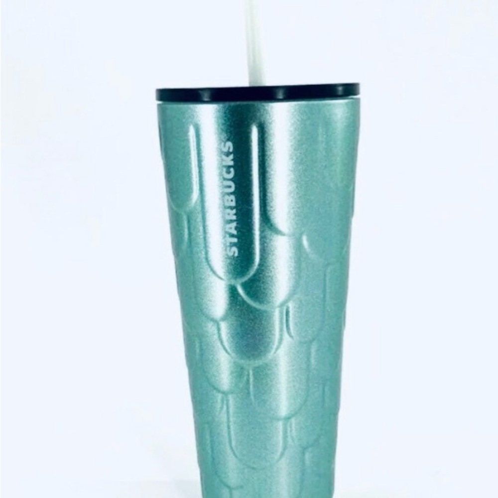 Starbucks Teal Mermaid Stainless Steel Glitter Siren Scales Tumbler Cup 24oz New